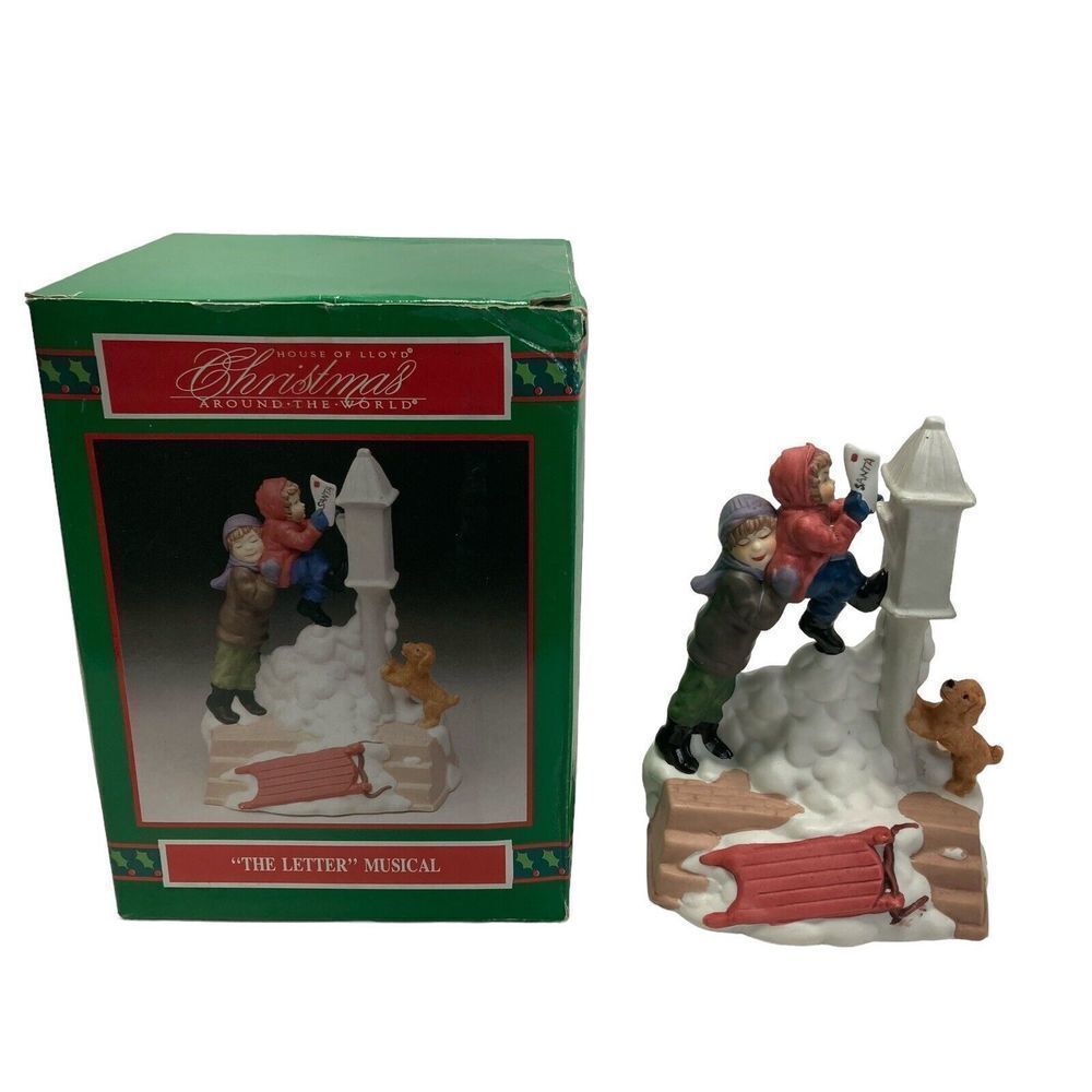 1991 Christmas Around The World House Of Lloyd THE LETTER Music Box Boy Girl Dog